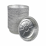 Round Aluminum To-Go Containers, 300 Gauge, 48 oz, 9" Diameter x 1.66" h, Silver, 500/Carton (ROUND9)