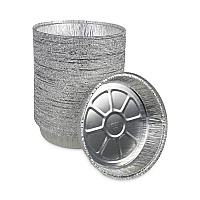 Round Aluminum To-Go Containers, 300 Gauge, 48 oz, 9" Diameter x 1.66" h, Silver, 500/Carton (ROUND9)