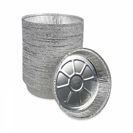 Round Aluminum To-Go Containers, 300 Gauge, 48 oz, 9