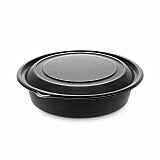 EarthChoice MealMaster Container with Lid, 32 oz, 8" Diameter x 2.12" h, Black/Clear, Plastic, 250/Carton (0CN8083200BL)