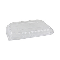 EarthChoice Entree2Go Takeout Container Vented Lid, 11.8 x 8.8 x 1, Clear, Plastic, 200/Carton (YCNV12X9PPDL)