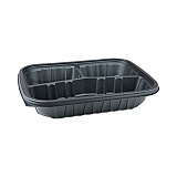 EarthChoice Entree2Go Takeout Container, 3 Compartments, 48 oz, 11.8 x 8.8 x 2.1, Black, Plastic, 200/Carton (YCNB12X95203)