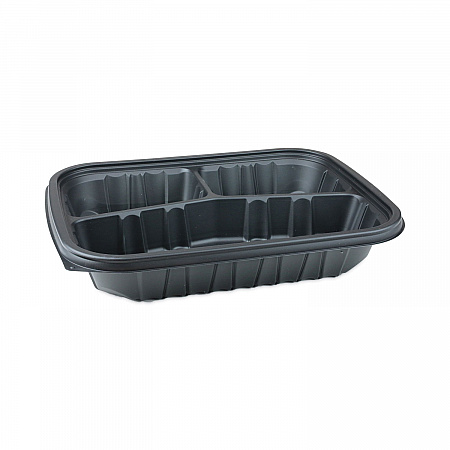 EarthChoice Entree2Go Takeout Container, 3 Compartments, 48 oz, 11.8 x 8.8 x 2.1, Black, Plastic, 200/Carton (YCNB12X95203)