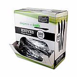 Dispens-a-Knife, Individually Wrapped, Mediumweight Knife, Plastic, Black, 100/Box (BEP90200)
