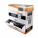 Dispens-a-Fork, Individually Wrapped, Mediumweight Fork, Plastic, Black, 100/Box (BEP90202)