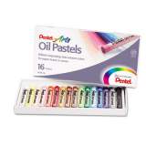 Pentel Oil Pastel Set With Carrying Case, 16 Assorted Colors, 0.38" dia x 2.38", 16/Pack (PHN16)