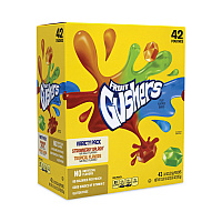 Fruit Gushers Fruit Snacks, Strawberry and Tropical Fruit Flavors, 0.8 oz, 42 Pouches/Carton (22001036)