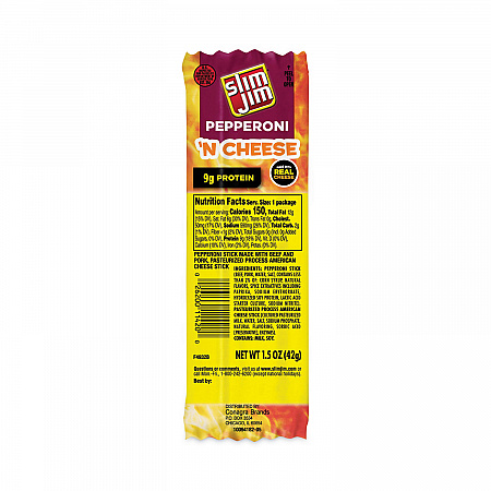 Pepperoni and Cheese Meat Sticks, 1.5 oz, 18/Carton (20900655)