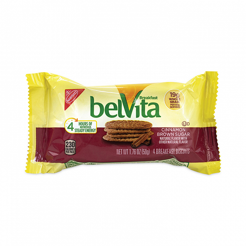 belVita Breakfast Biscuits, Cinnamon Brown Sugar, 1.76 oz Pack, 25 Packs/Carton (22000507)