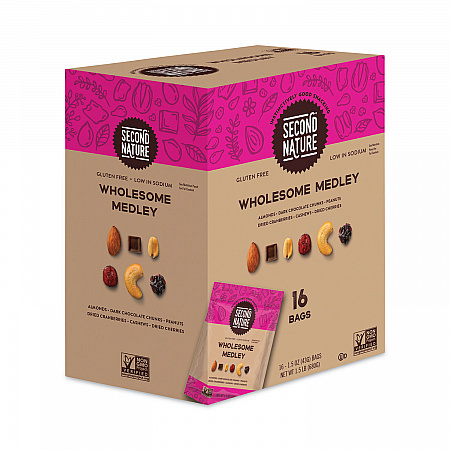Wholesome Medley Trail Mix, 1.5 oz Bag, 16 Bags/Carton (28800013)