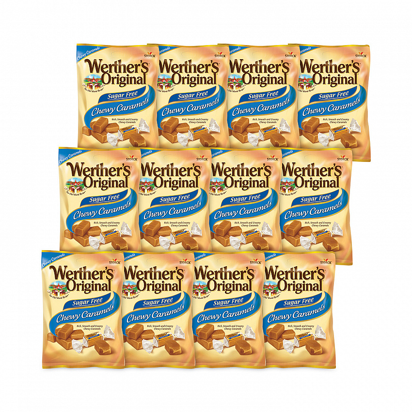 Sugar Free Chewy Caramel Candy, 1.46 oz Bag, 12 Bags/Carton (30200005)