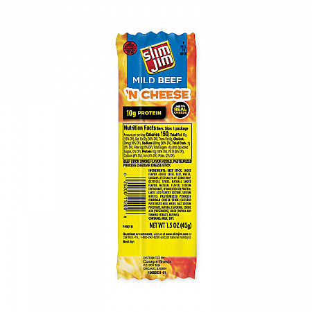 Beef and Cheese Meat Sticks, 1.5 oz Pack, 18/Carton (20900656)
