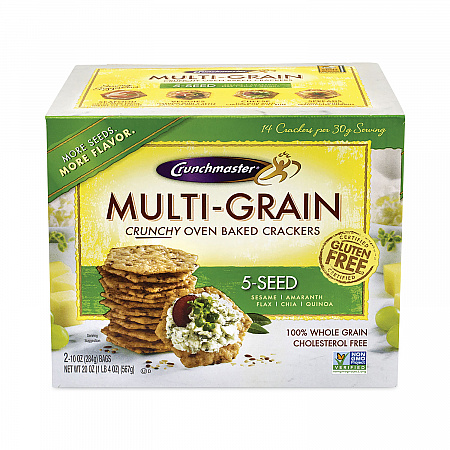 5-Seed Multi-Grain Crunchy Oven Baked Crackers, Whole Wheat, 10 oz Bag, 2 Bags/Box (22000757)