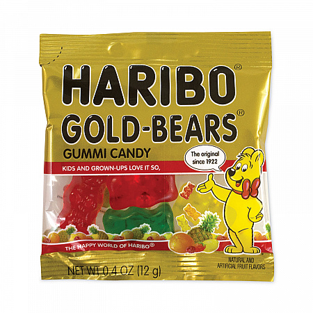 Goldbears Gummi Candy, 0.4 oz Pouches, Lemon; Orange; Pineapple; Rasberry; Strawberry, 54/Carton (20900181)