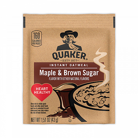 Instant Oatmeal, Maple and Brown Sugar, 1.51 oz Packet, 40/Carton (22000754)
