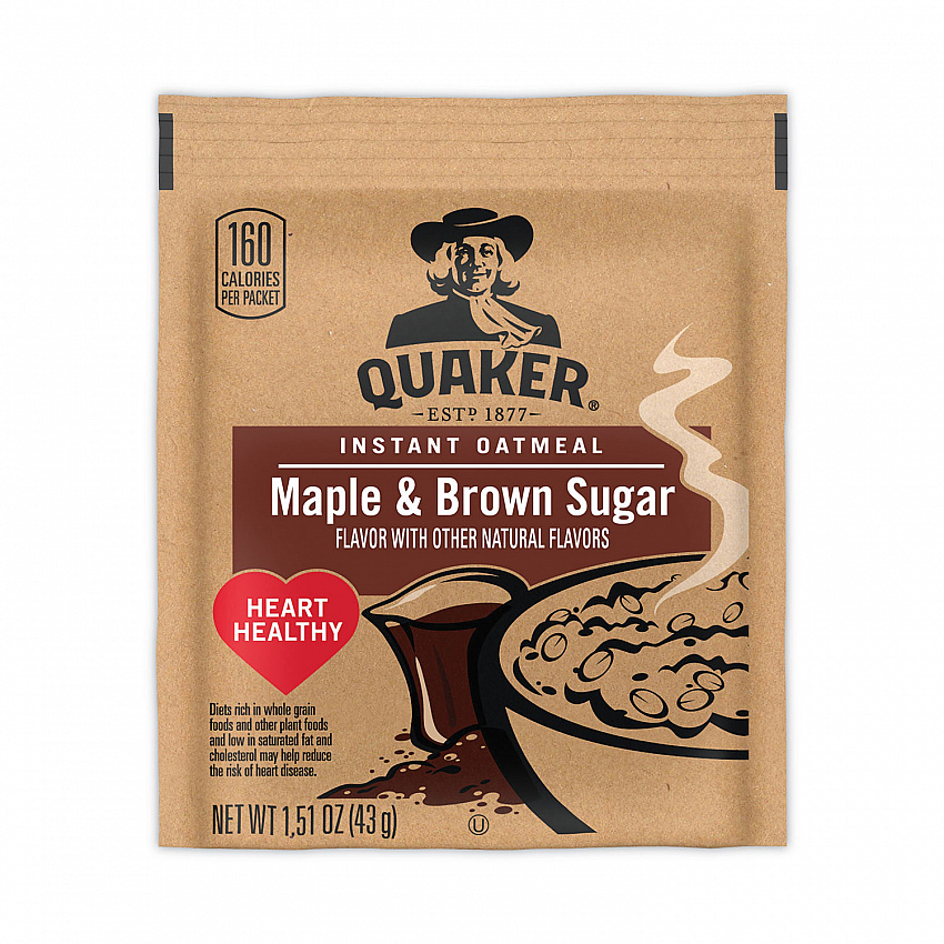 Instant Oatmeal, Maple and Brown Sugar, 1.51 oz Packet, 40/Carton (22000754)