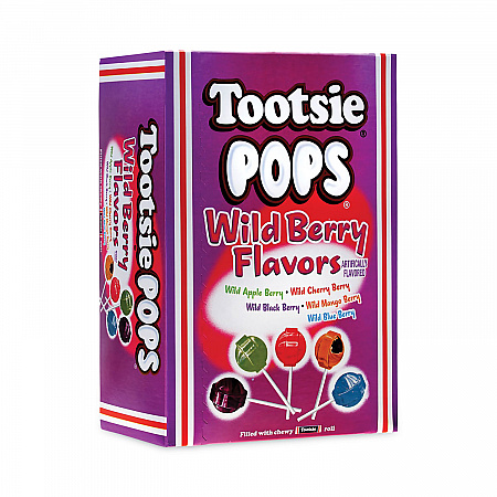 Tootsie Pops, Assorted Wild Berry Flavors, 0.6 oz Lollipops, 100/Box (20901184)