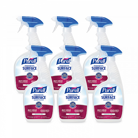 Foodservice Surface Sanitizer, Fragrance-Free, 32 oz Capped Bottle with Spray Trigger Included in Carton, 6/Carton (334106CT)