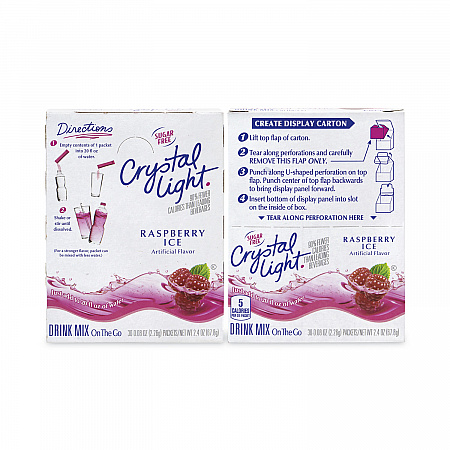 On-The-Go Sugar-Free Drink Mix, Raspberry Ice, 0.08 oz Single-Serving Tube, 30/Pk, 2 Packs/Carton (30700152)