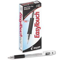 Pilot EasyTouch Ballpoint Pen, Stick, Medium 1 mm, Black Ink, Clear Barrel, Dozen (32010)