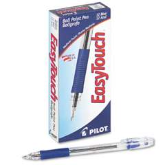 Pilot EasyTouch Ballpoint Pen, Stick, Medium 1 mm, Blue Ink, Clear Barrel, Dozen (32011)