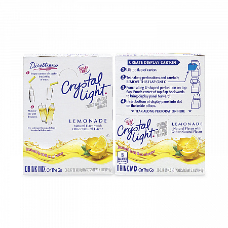 On-The-Go Sugar-Free Drink Mix, Lemonade, 0.17 oz Single-Serving Tubes, 30/Pack, 2 Packs/Carton (30700153)