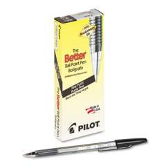 Pilot Better Ballpoint Pen, Stick, Fine 0.7 mm, Black Ink, Smoke Barrel, Dozen (35011)