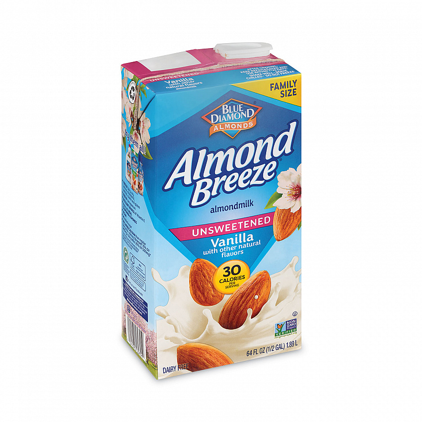 Almond Breeze Almond Milk, Unsweetened Vanilla, 64 oz Carton, 2/Pack (30700081)