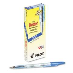 Pilot Better Ballpoint Pen, Stick, Fine 0.7 mm, Blue Ink, Translucent Blue Barrel, Dozen (36011)