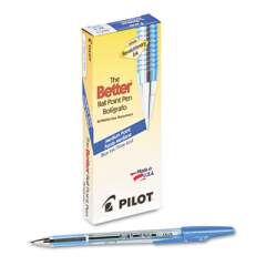 Pilot Better Ballpoint Pen, Stick, Medium 1 mm, Blue Ink, Translucent Blue Barrel, Dozen (36711)