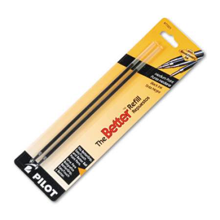 Refill for Pilot Better, BetterGrip, EasyTouch and CAMO Ballpoint Pens, Medium Conical Tip, Black Ink, 2/Pack (77221)