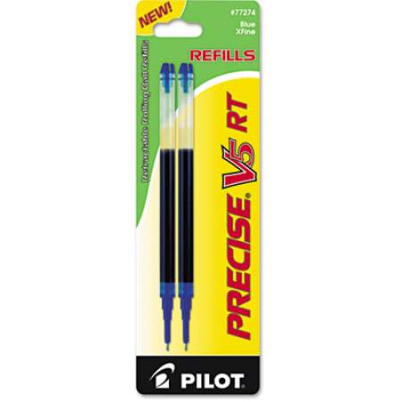 Refill for Pilot Precise V5 RT Rolling Ball, Extra-Fine Conical Tip, Blue Ink, 2/Pack (77274)