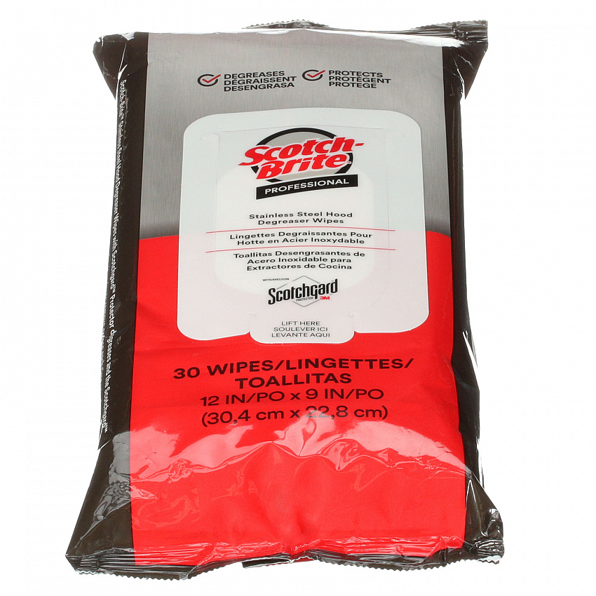 Stainless Steel Hood Degreaser Wipes, 1-Ply, 9 x 12, Unscented, White, 30 Wipes/Pack, 6 Packs/Carton (SSWIPES)