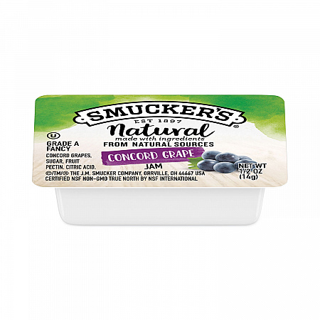 Smuckers 1/2 Ounce Natural Jam, 0.5 oz Container, Concord Grape, 200/Carton (8202)
