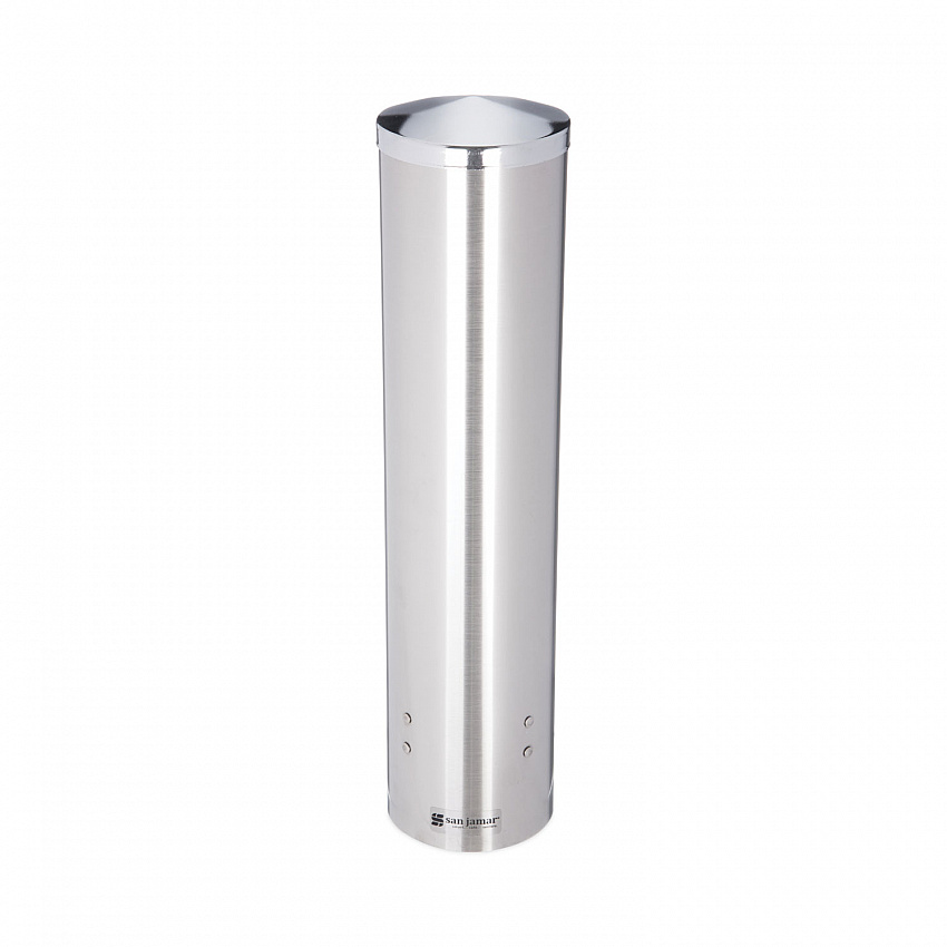Water Cup Dispenser with Removable Cap, For 4.5 oz to 7 oz Cone and 6 oz to 12 oz Flat Cups, Stainless Steel, 6/Carton (C3250SSCT)