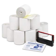 Iconex Impact Printing Carbonless Paper Rolls, 3" x 90 ft, White/Canary, 10/Pack (90771000)