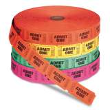 Iconex Admit One Single Ticket Roll, Numbered, Assorted, 2000/Roll, 4 Rolls/Pack (94190082)