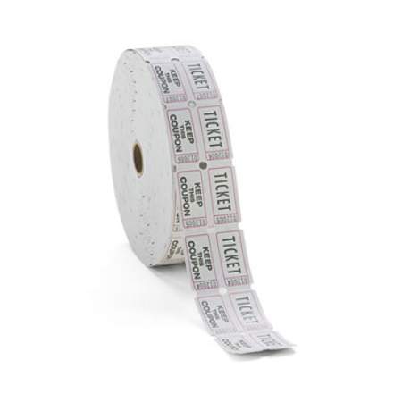Iconex Consecutively Numbered Double Ticket Roll, White, 2000 Tickets/Roll (94190085)