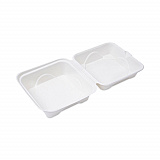 Molded Fiber Hinged Clamshell Containers, 6 x 6 x 3, White, Sugarcane, 50/Pack, 10 Packs/Carton (EPHC6)