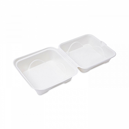 Molded Fiber Hinged Clamshell Containers, 6 x 6 x 3, White, Sugarcane, 50/Pack, 10 Packs/Carton (EPHC6)