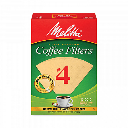 Melitta Coffee Filters, #4, 8 to 12 Cup Size, Cone Style, 100 Filters/Pack, 3/Pack (22000695)