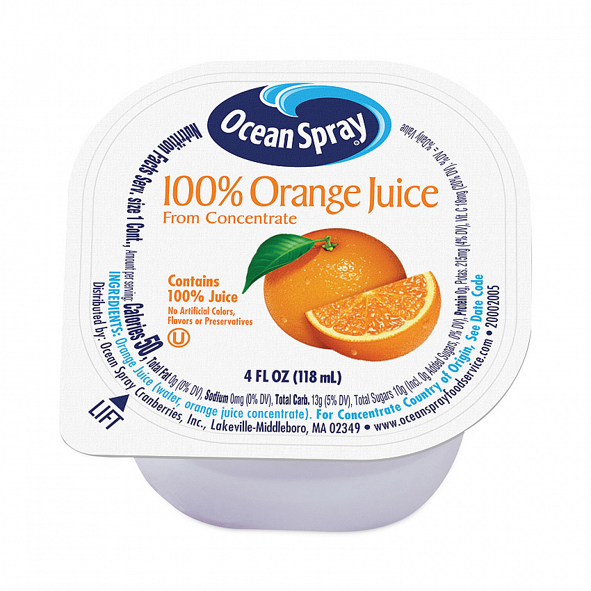 100% Juice, Orange, 4 oz Cup, 48/Box (30700001)