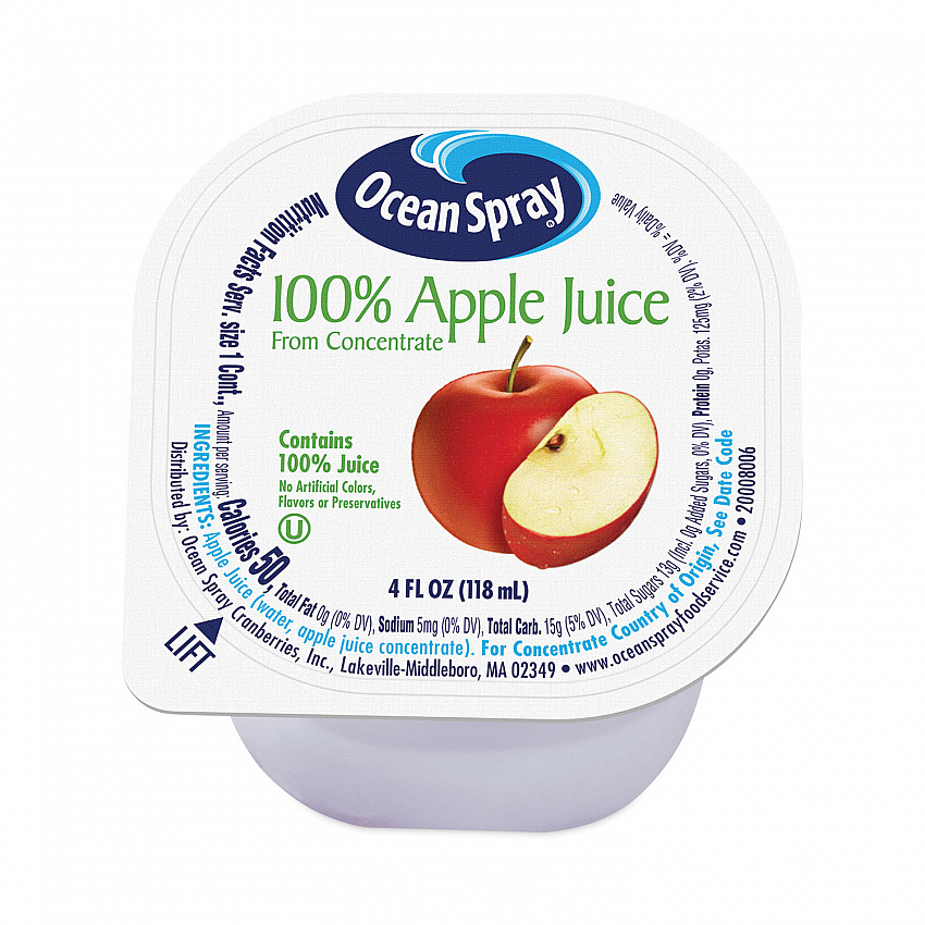 100% Juice, Apple, 4 oz Cup, 48/Box (30700002)
