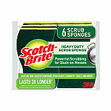 Heavy-Duty Scrub Sponge, 4.5 x 2.7, 0.6" Thick, Yellow/Green, 6/Pack (426)