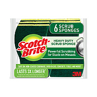 Heavy-Duty Scrub Sponge, 4.5 x 2.7, 0.6" Thick, Yellow/Green, 6/Pack (426)