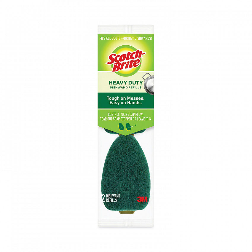 Soap-Dispensing Dishwand Sponge Refills, 2.9 x 2.2, Green, 2/Pack (4817RSC)