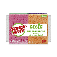 Vibrant Color Sponges, 4.7 x 3, 0.6" Thick, Assorted Colors, 4/Pack (7274FD)