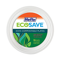 ECOSAVE Tableware, Plate, Sugarcane, 10.13" dia, White, 16/Pack, 12 Packs/Carton (D71016)