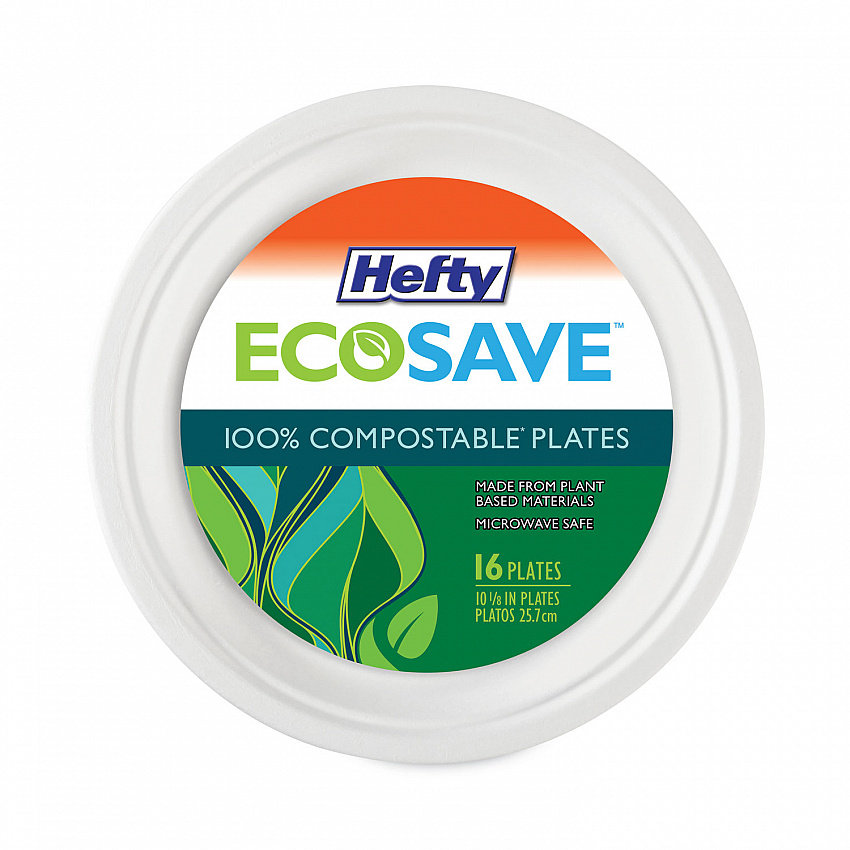 ECOSAVE Tableware, Plate, Sugarcane, 6.75" dia, White, 30/Pack (D77300PK)