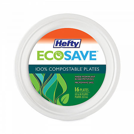 ECOSAVE Tableware, Plate, Sugarcane, 6.75